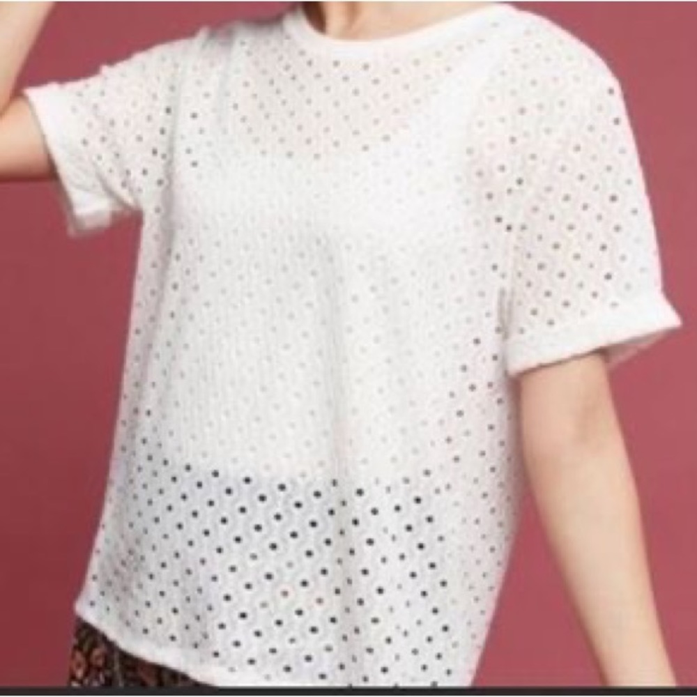 NWT Anthropologie Postage Stamp White Top | Size L